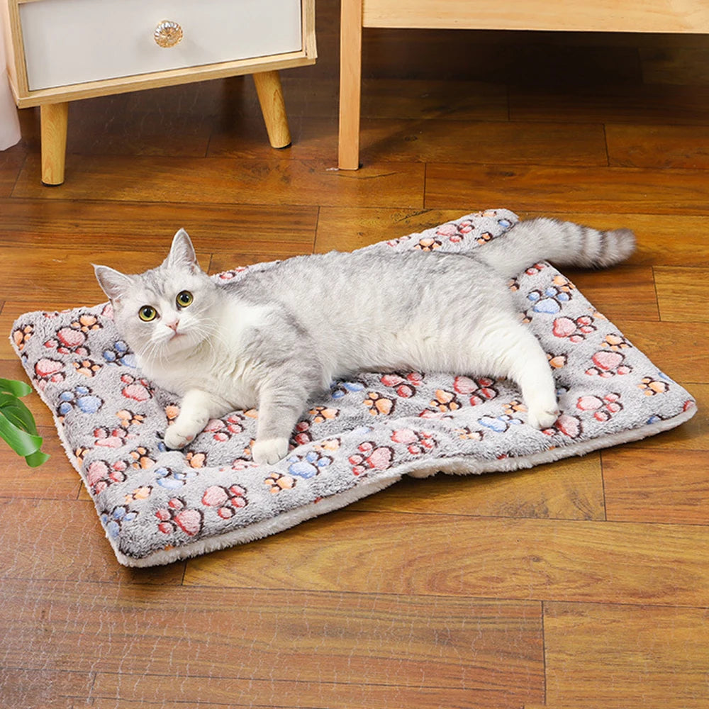 Cute Small Dog Mat Double-sided Use Winter Warm Medium Cat Sofa Blanket Skin-friendly Puppy Bed Cushion Pet Bed Accessories