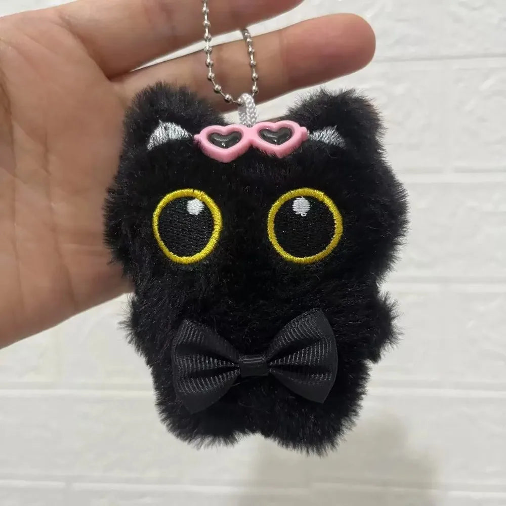 Cute Black Cat Plush Toy Keychain Cartoon Kitten Soft Stuffed Doll Pendant Car Key Backpack Bag Decoration Doll Pendant Keychain