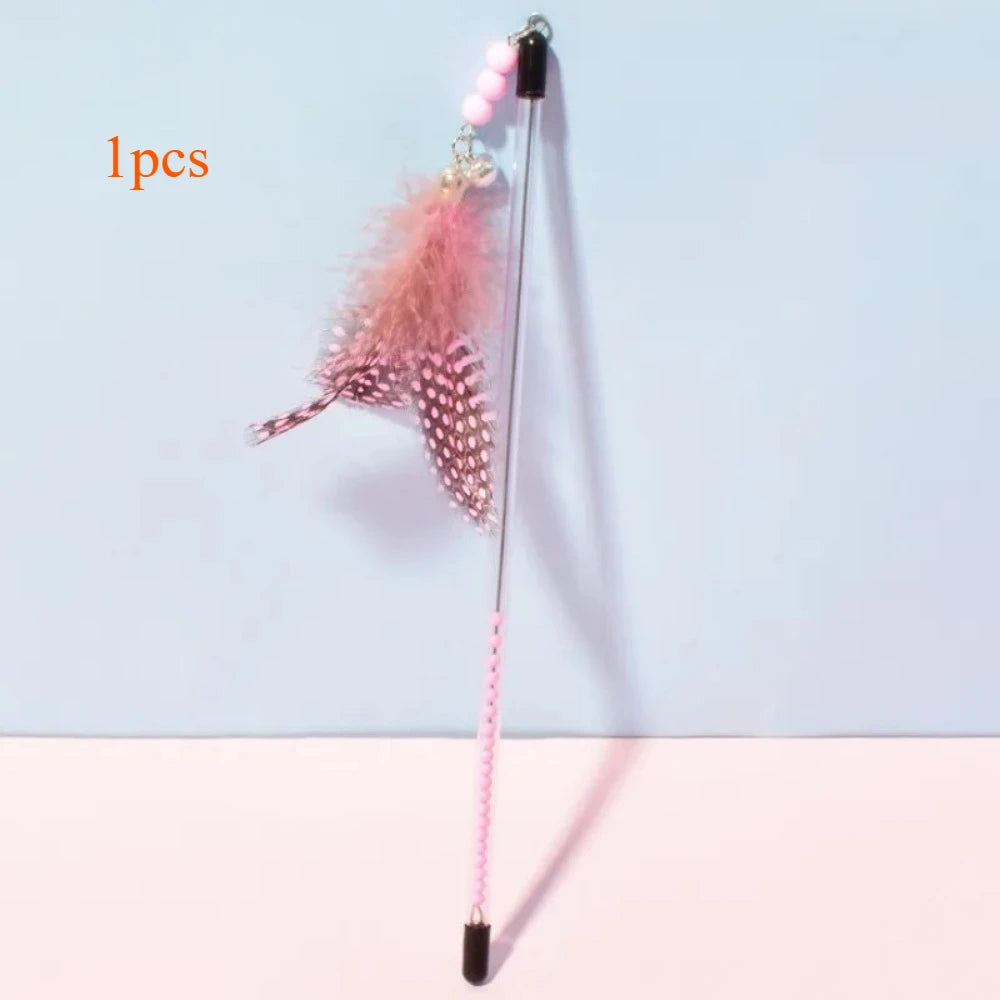 3pcs Cat Toys Feather Cats Sticks Retractable Handle Cats Toy Feather Interactive Cat Toys with Kitten Teaser Toy Pet Products