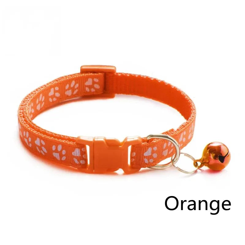 1/6/18pcs Pet Collar With Bell Footprints Colorful Dog, Dog, Cat Accessories Cat Collar Adjustable Bell Ring Necklace Pet