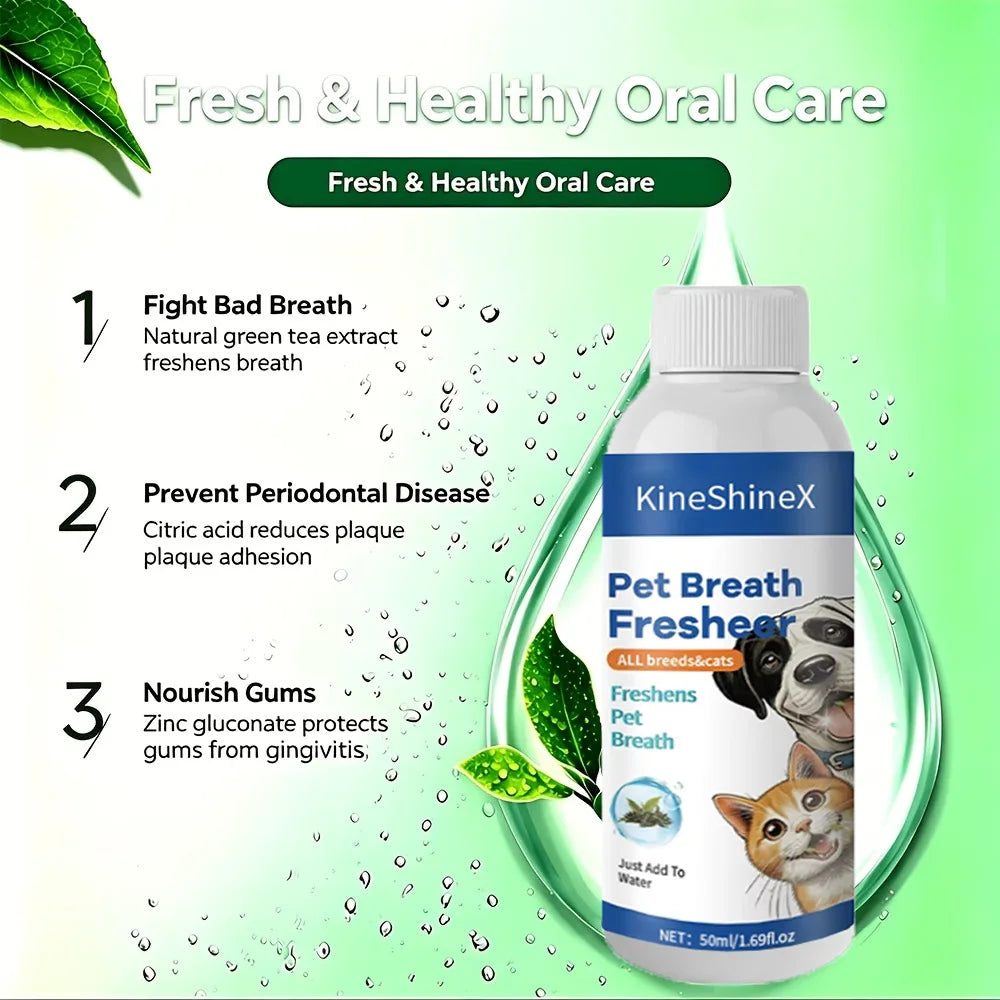 Pet Breath Freshener | Mild Formula for Cleaning Pet Oral Hygiene and Teeth Plaque | Universally Suitable Pet Care Product, 50ml