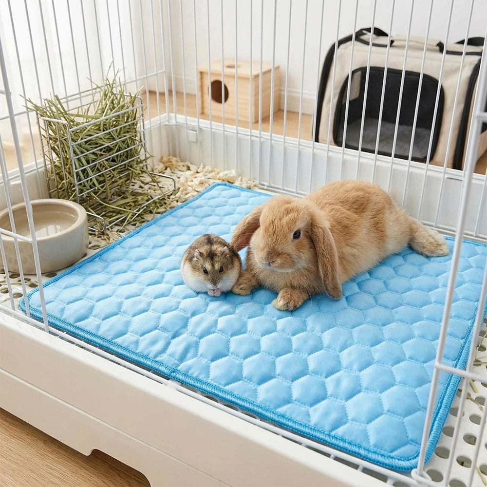 1PC Pet Cooling Mat Ice Silk Pad Summer Cool Bedding Scratch Resistant Washable Cushion for Small Animals Rabbit Hamster Product