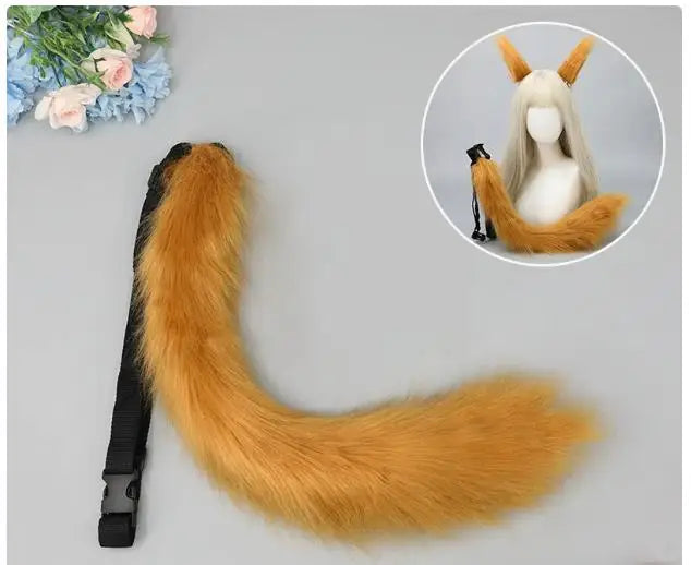 Cos Jewelry Props Fox Tail Wolf Tail Cat Strap Tail Accessories Large Handmade Plush Beast Ears Beast Tail