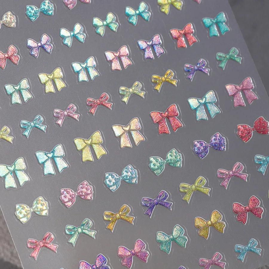 1pcs Sweet Pearl Lace Bow Nail Stickers Love Heart Pink White Black Lace Bow Self Adhesive Nail Art Decorations Decals Accessory