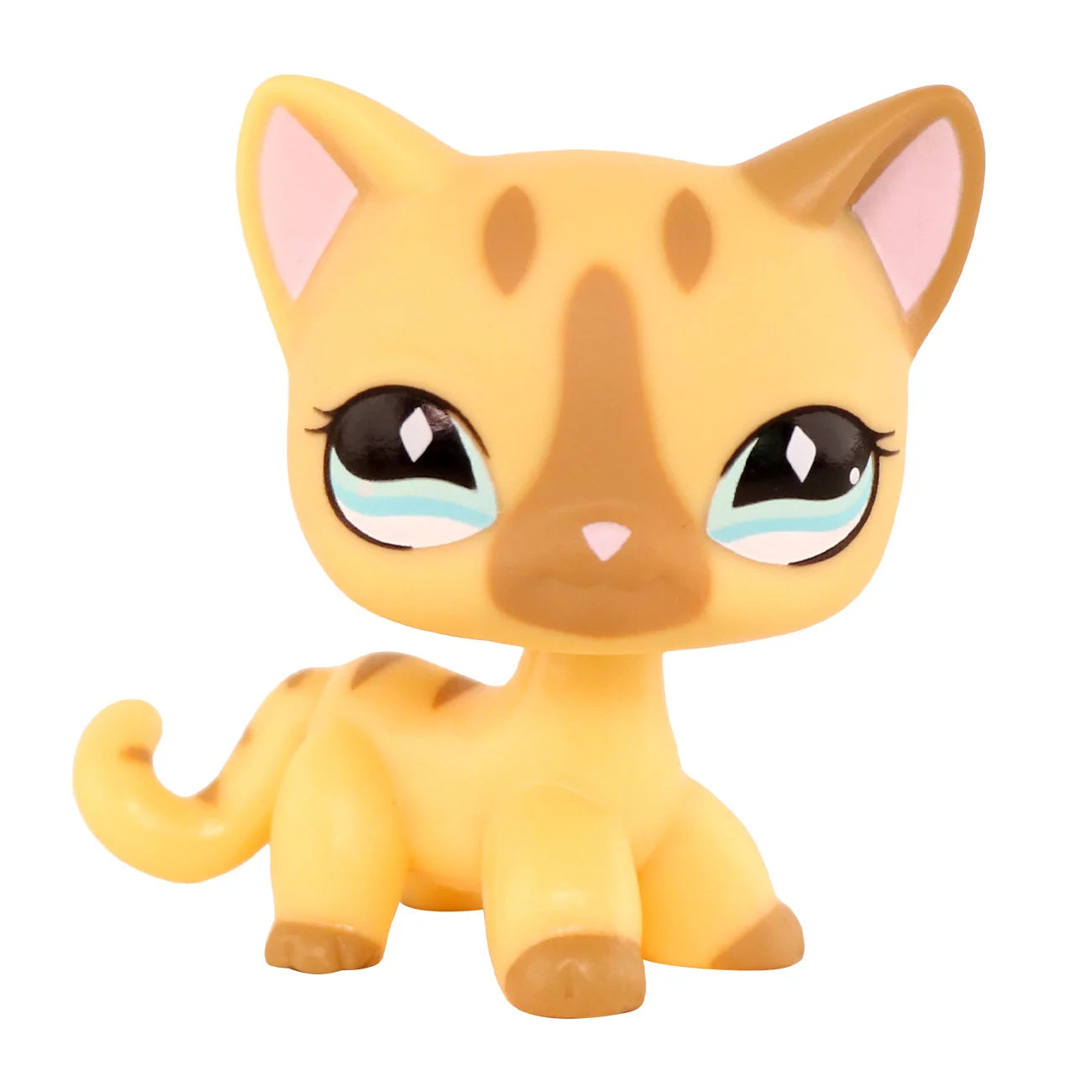 LPS Mini Pet Shop Pet Bobble Head Toy Rare Yellow Short Hair Cat Collectible Gift for Child Cute Animal Toys