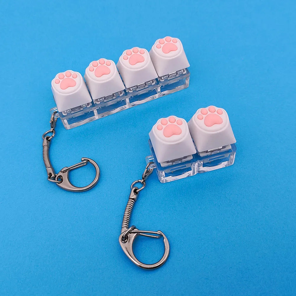 Fingertip Decompression Toy Keys Silicone Soft Cat PAWS Keychain Key Ring Mobile Phone Pendant Accessories Keyboard Tapping