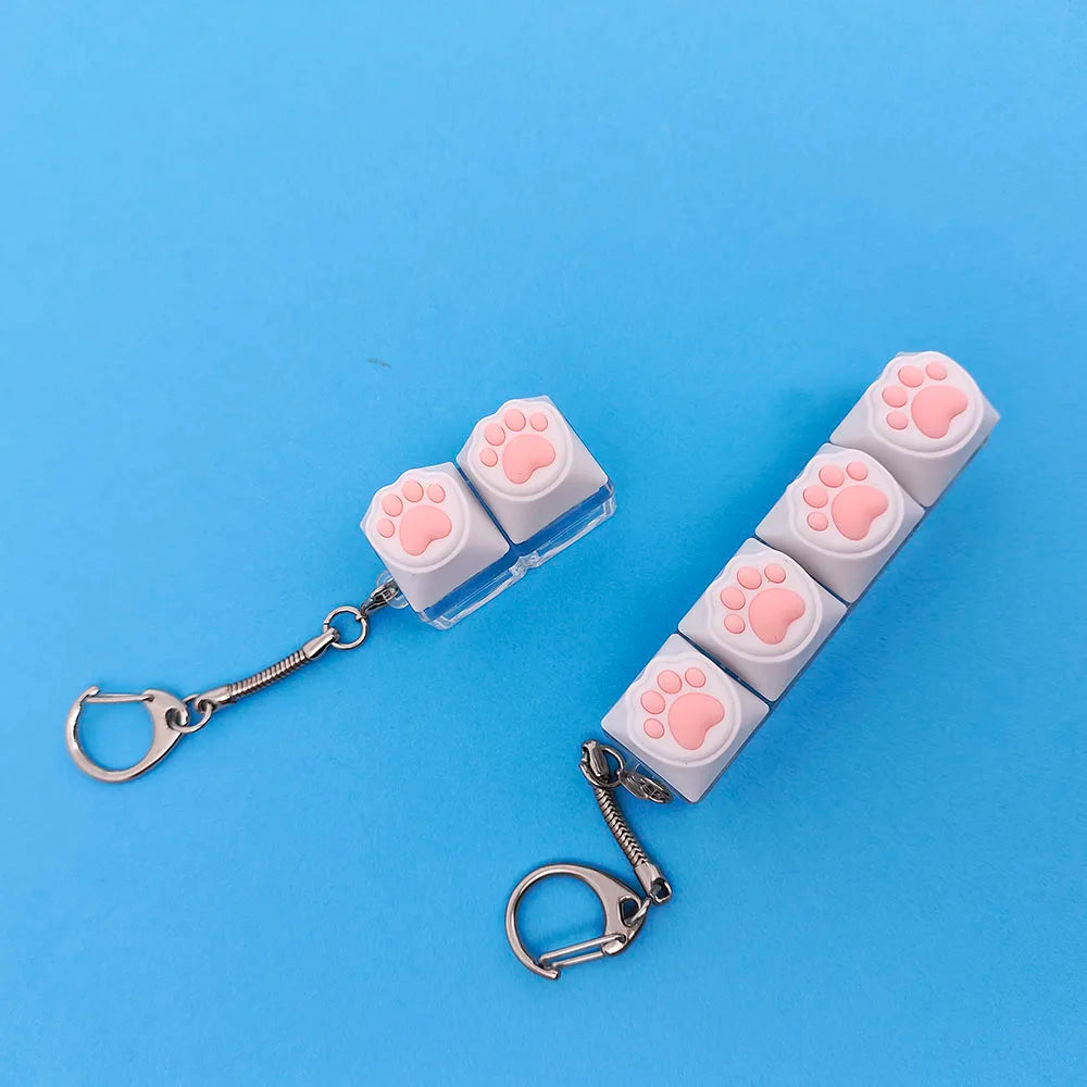 Fingertip Decompression Toy Keys Silicone Soft Cat PAWS Keychain Key Ring Mobile Phone Pendant Accessories Keyboard Tapping