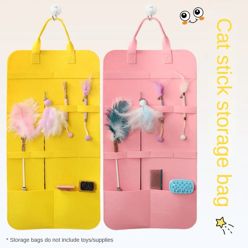 Pet Storage Bag Cat Toy Storage for Cat Stick Toys Catnip Toy Dog Comb Cat Interactive Toy Pet Toys Organizer Pet Products ﻿