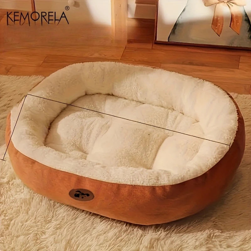 Cozy Oval Snuggle Pet Bed, Plush & Thickened Cat Bed Warm and Secure Bed for Cats and Small Medium Dogs, All Seasons