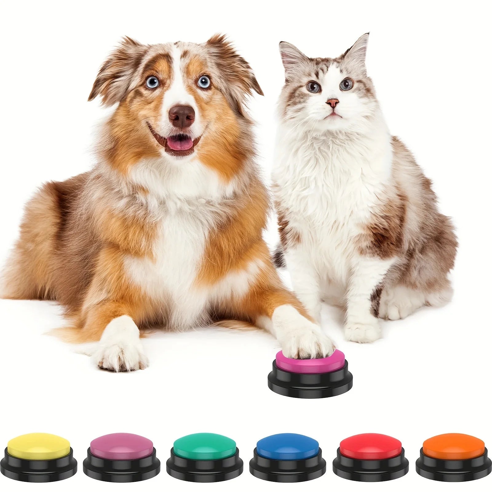 Pet Communication Button, Recordable Talking Training Buzzer, Dog Interaction Toy, Voice Recording Cat Play Button, Durable Plas