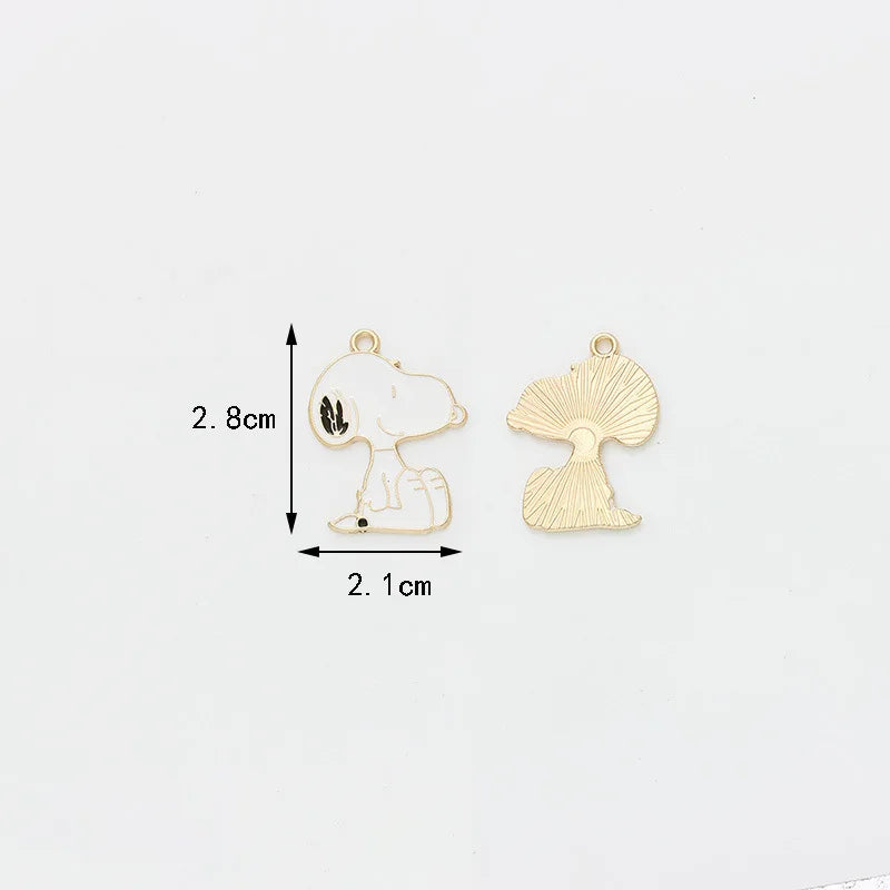 10pcs Cartoon Snoopy Decorations Cute Dog Alloy Pendant Animal Series Children's DIY Creative Fashion Jewelry Accessories Gift
