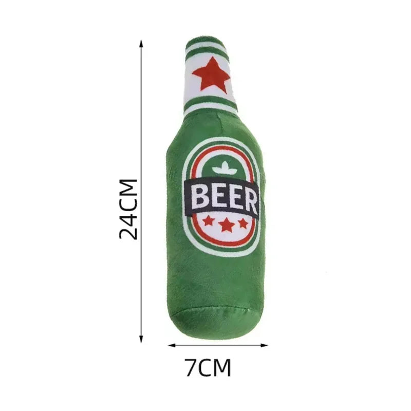 Realistic Beer Bottle Squeaky Dog Toy Bite Wear Resistant Easy Clean Interactive Molar Chew Toy Dog Training Pet Play Supplies