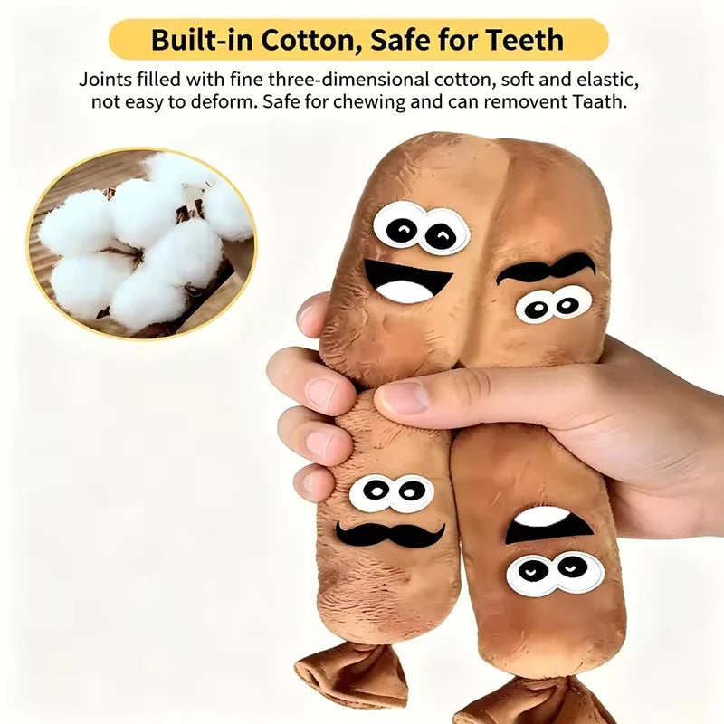 Funny Squeaky Dog Toy Bite Resistant Plush Chew Toy Interactive Teeth Cleaning Molar Toy For Puppy Dogs Self Play Entertainment