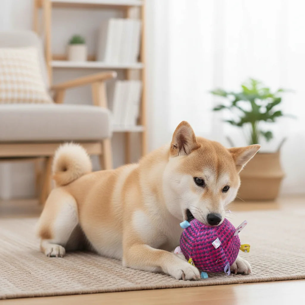 Training Soft Fabric Ball with Bell: Squeaky Fetch & Chew Toy for Dogs - Interactive Toss and Bite Play for Puppy Training