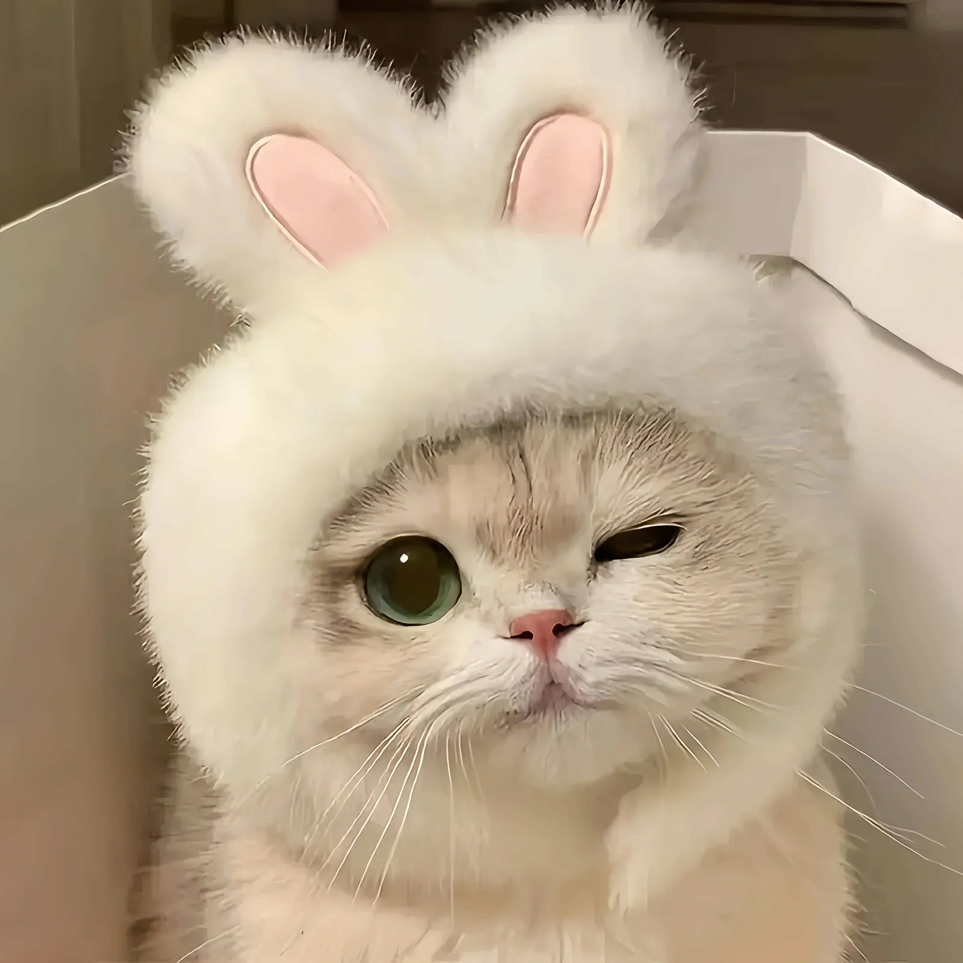 1Pc Bunny Ears Cat Hat, Polyester Knit Pet Headwear Costume, Stretchy Cap for Cats Small Dogs, Easter Birthday Photo Prop