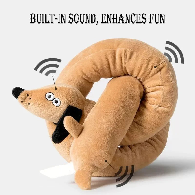 Squeaky Long Dachshund Plush Toy Chew-resistant Imitation Plush Sausage Puppy Toy Tug Toy For Pet Interactive Play Great Gift