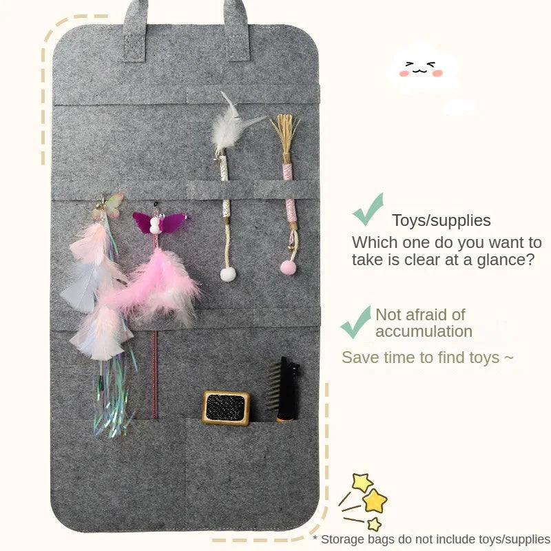 Pet Storage Bag Cat Toy Storage for Cat Stick Toys Catnip Toy Dog Comb Cat Interactive Toy Pet Toys Organizer Pet Products ﻿