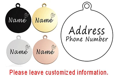 Personalized Pet Cat Dog ID Tag Collar Accessories Circle Custom Engraved Necklace Chain Charm Supplies For Dog Tag Name Product