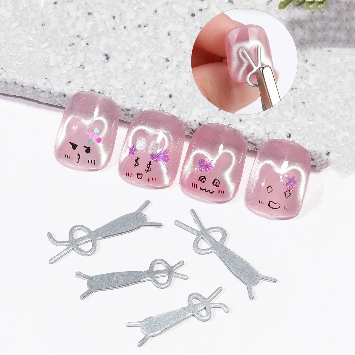 6/9Pcs Cat Eye Magnet Set With Iron Sheets Rabbit Heart Shape Magnetic Nail Art Tool For Gel Polish DIY Manicure Accessories
