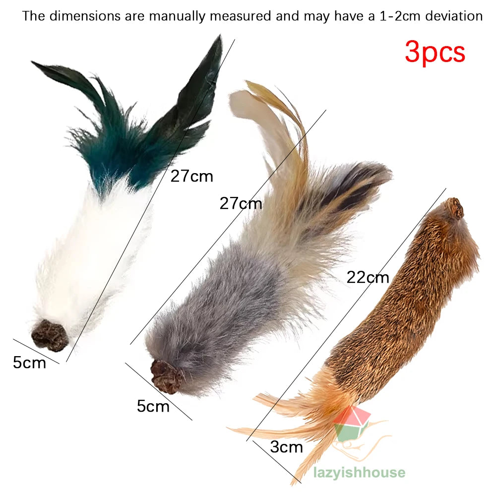 Natural Rabbit Fur Ball Cat Toy Cat Mint Fengrong Toy Cat Teasing Stick Cat Toy Self Fun and Stress Relieving Tool Pet Products