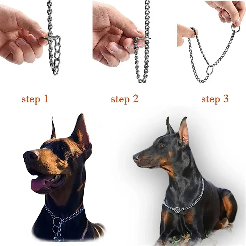 Stainless Steel Slip Chain Collar for Dog Adjustable Pet Accessories Dog Collar for Small Medium Large Dog Collar Dog Harness