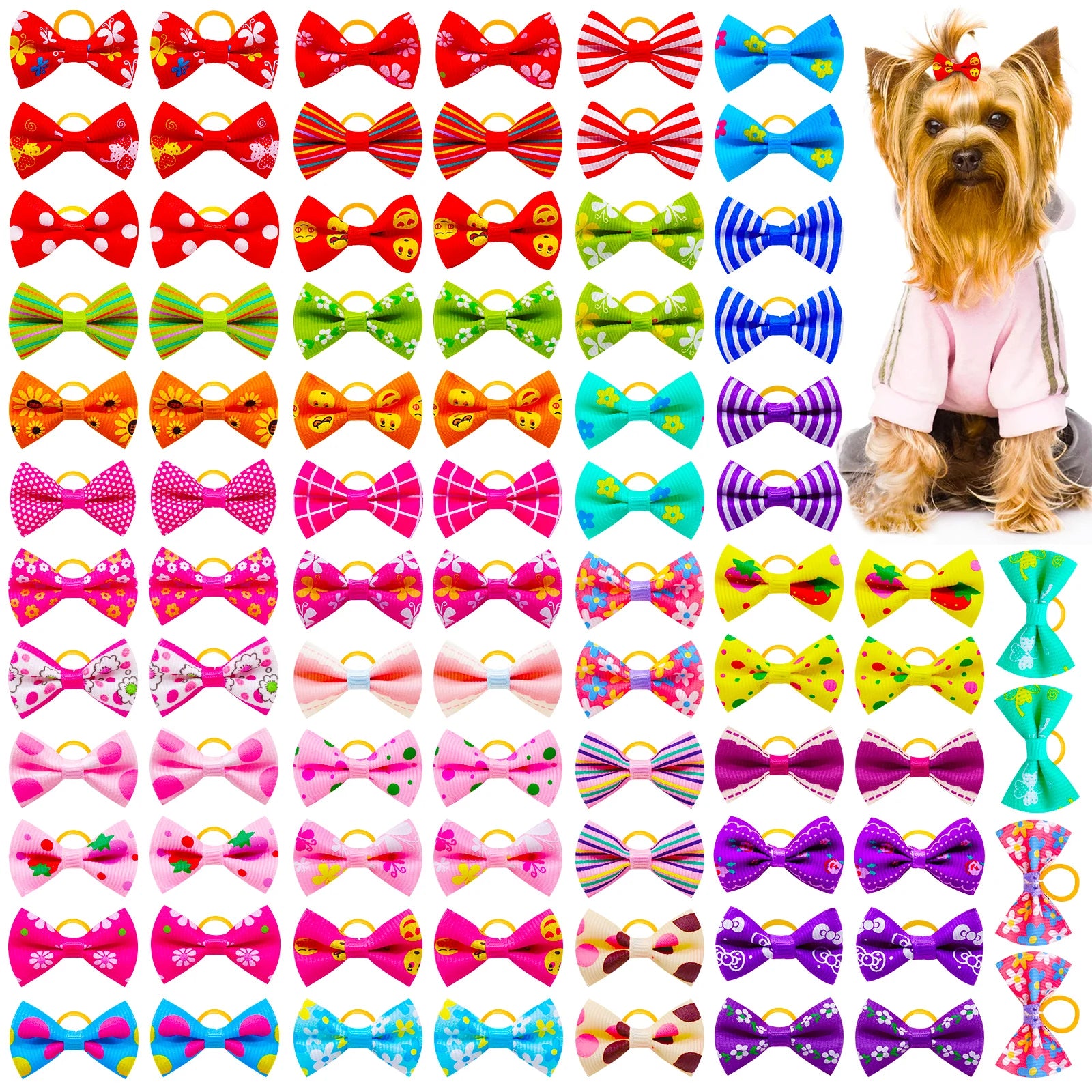 30PCS Small Dog Bows Pet Dog Hair Accessories Rubber Bands Small Dog Cat Hair Bows For Dogs Cats Grooming Products