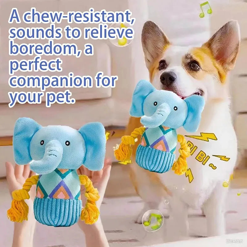 Soft Elephant Shape Plush Pet Toy Bite Resistant Stuffed Doll Puppy Interactive Play Toy for Indoor Outdoor Travel Home Use