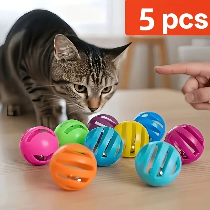 5pcs Random colors Cat Openwork Bell Ball  Interactive Toy  The Perfect Indoor Entertainment Toy for Cats  Durable and Safe