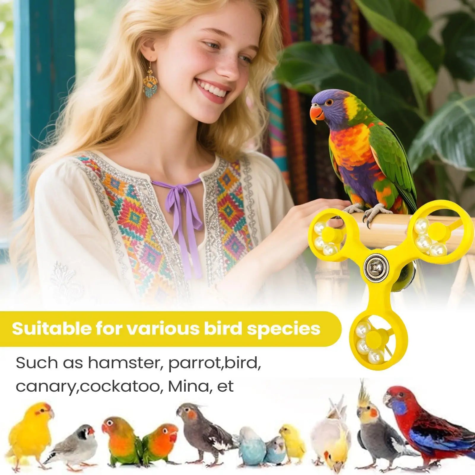 Interactive Parrot Toy Bird Cage Toy for Parrots Rotating Toys for Mental Stimulation and Entertainment Rotating Bird Toys