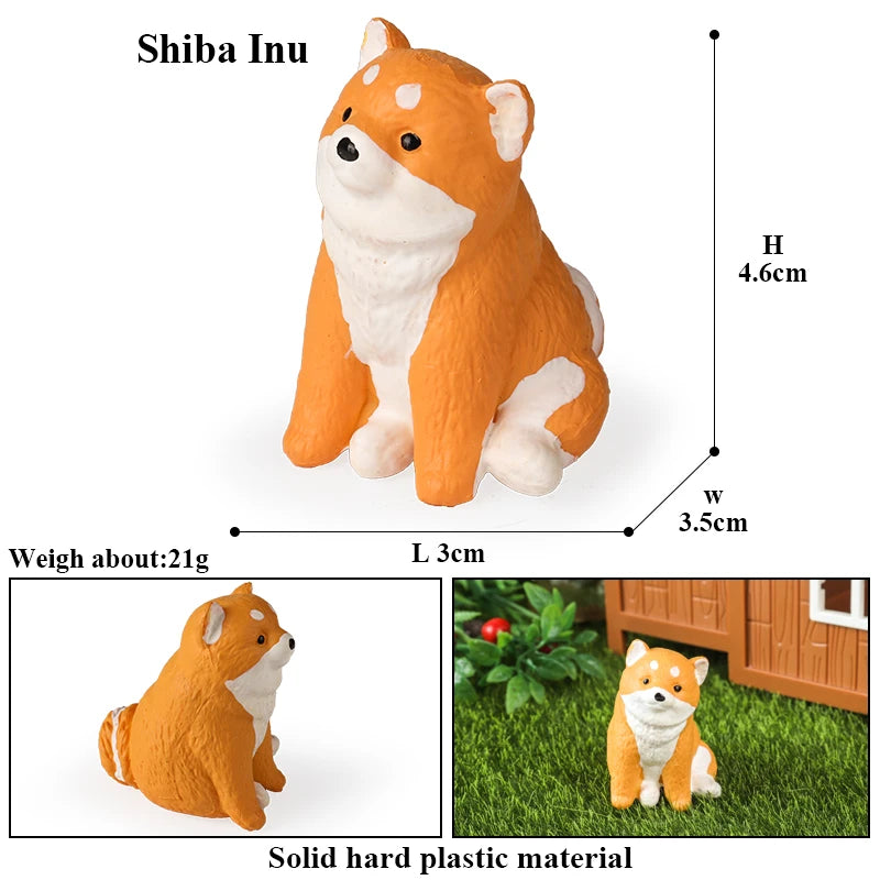 Oenux Cute Pet Model Frog Lizard Pig Hen Rabbit Shiba Inu Hamster Squirrel Otter Animals Figurine PVC Miniature Home Decor Kids