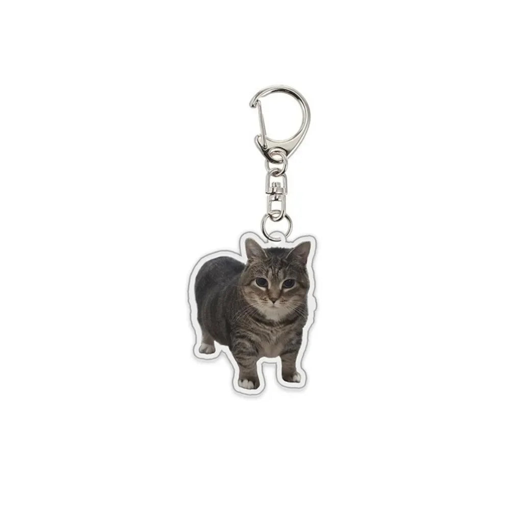 Sand Sculpture Texture Cartoon Cat Keychain Compact Size Lightweight Cat Head Keyring Cat Head Bag Pendant For Bag Accessory