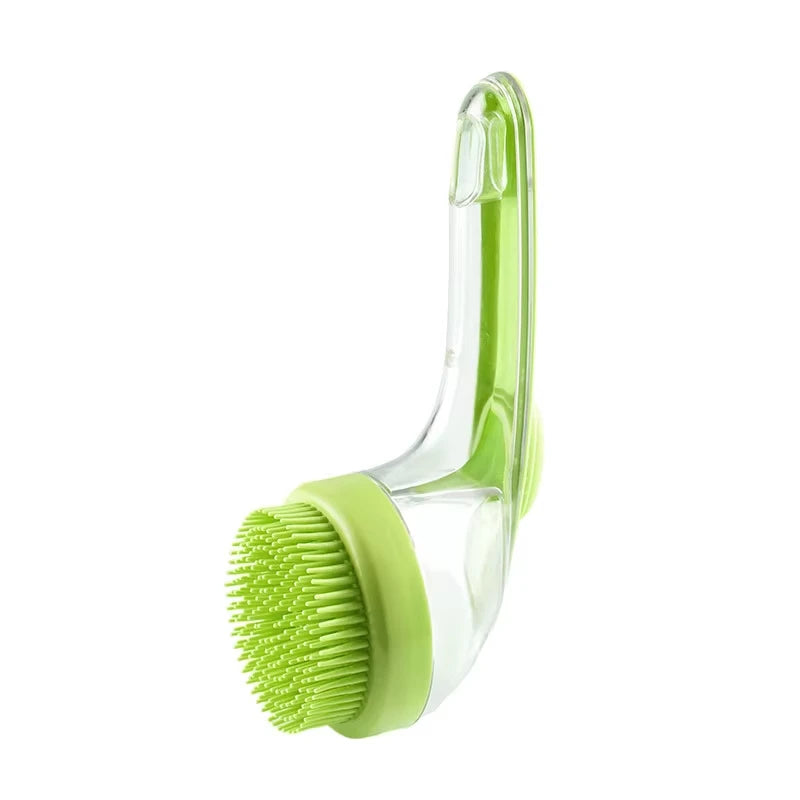 Soft Silicone Pet Bath Massage Brush with Long Handle, Dog Cat Shower Cleaning Grooming Comb Pet Bathing Supplies