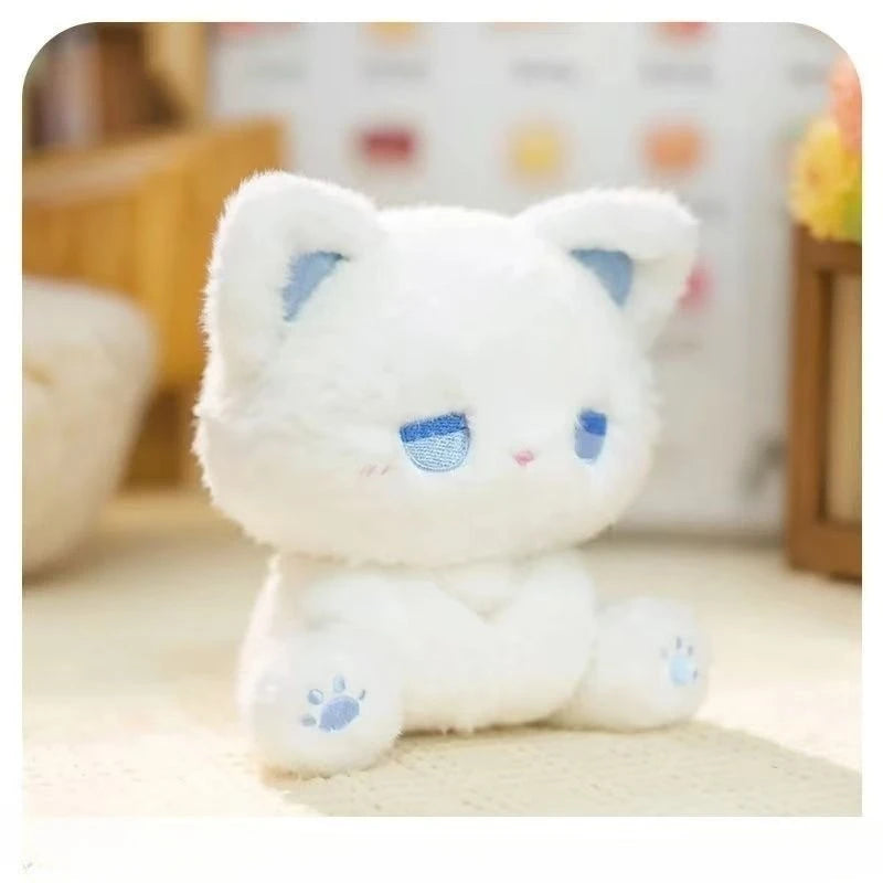 16cm Cute Silly Kitten Doll with High Appearance Plush Toy Cartoon Sitting Posture Doll Black Body with Different Color Eye Gift