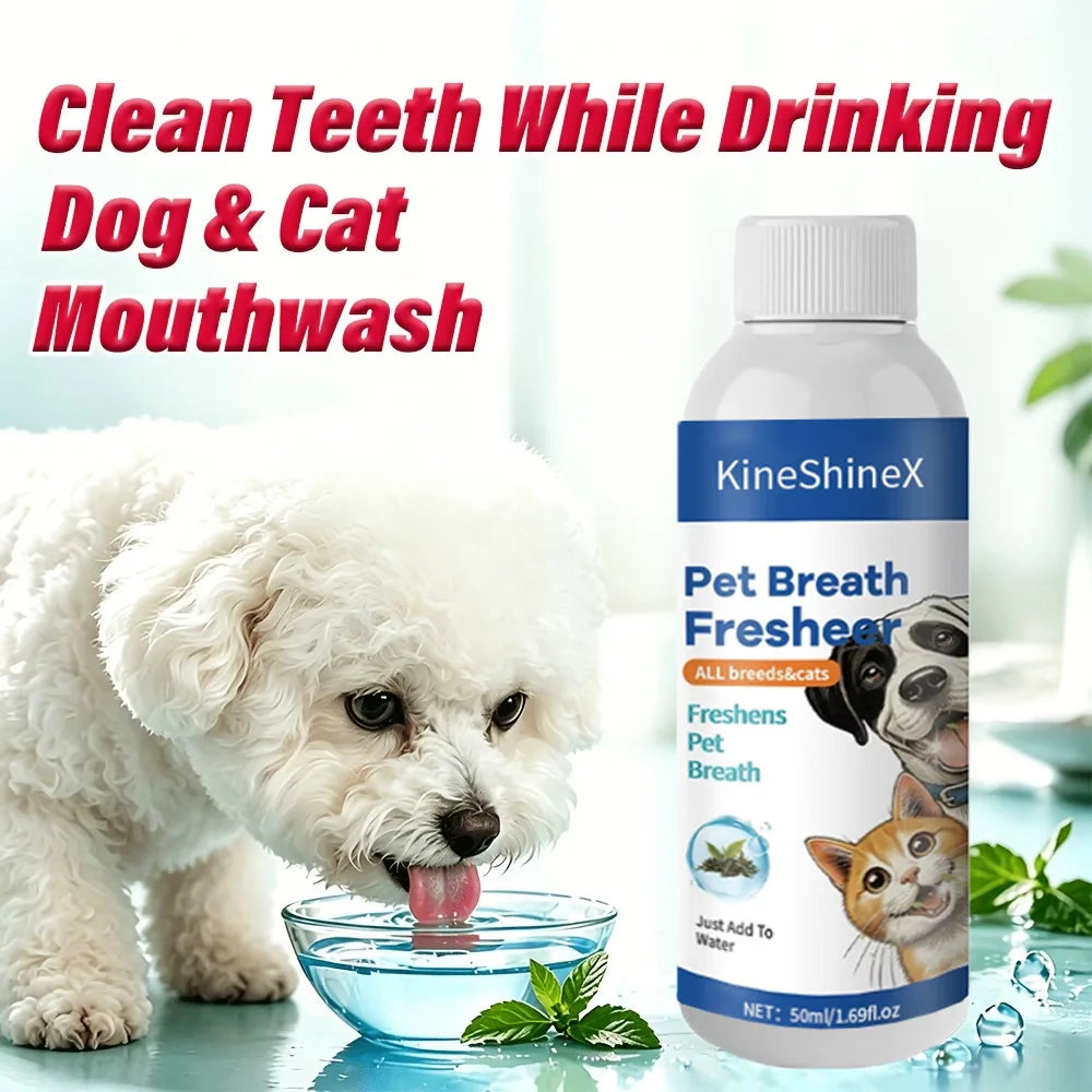 Pet Breath Freshener | Mild Formula for Cleaning Pet Oral Hygiene and Teeth Plaque | Universally Suitable Pet Care Product, 50ml