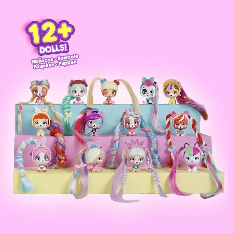 I Love Vip Pets Hairdressing Doll Pet Dog Genuine cartoon Poodle Surprise Blind Box Braided Hair Toys Set Girl'S christmas Gifts