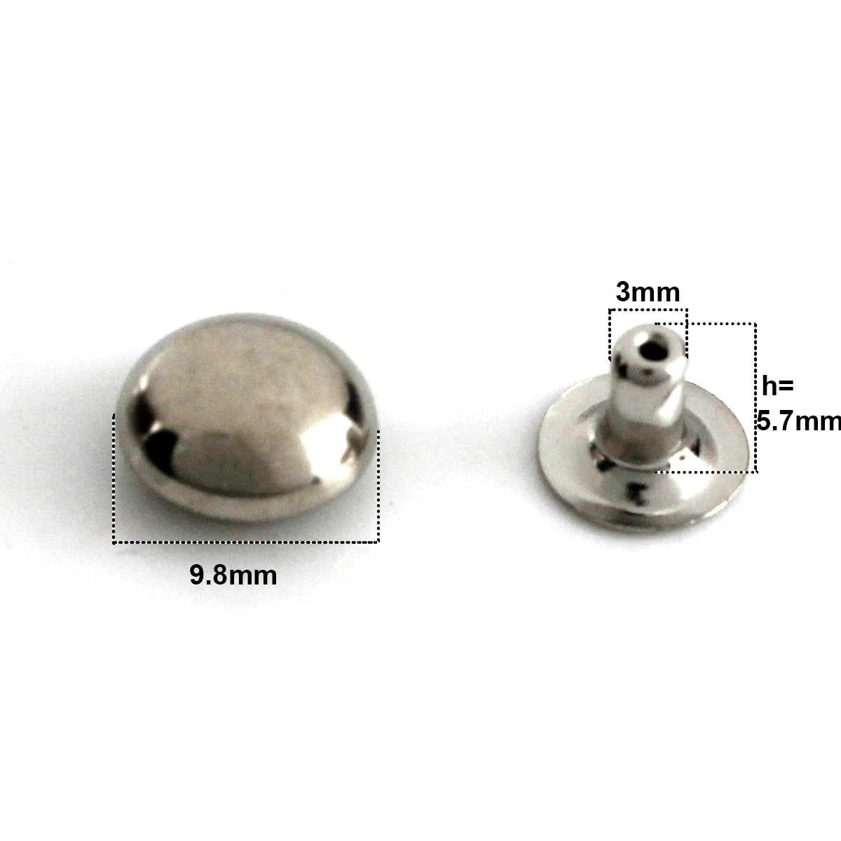 100sets Metal Dome Cap Rivets Mushroom Studs Round Rivet for Bag Clothing Garment Shoes Pet Collar Parts DIY Accessories