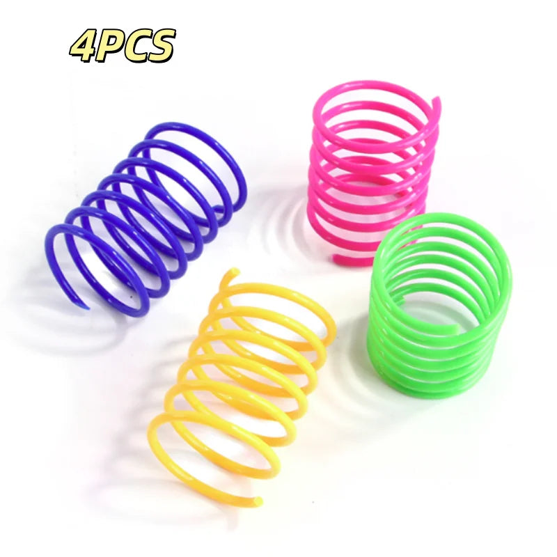 4/200Pcs Interactive Colorful Gauge Kitten Coil Spiral Springs Cat Toys for Kittens And Cats Pet Products