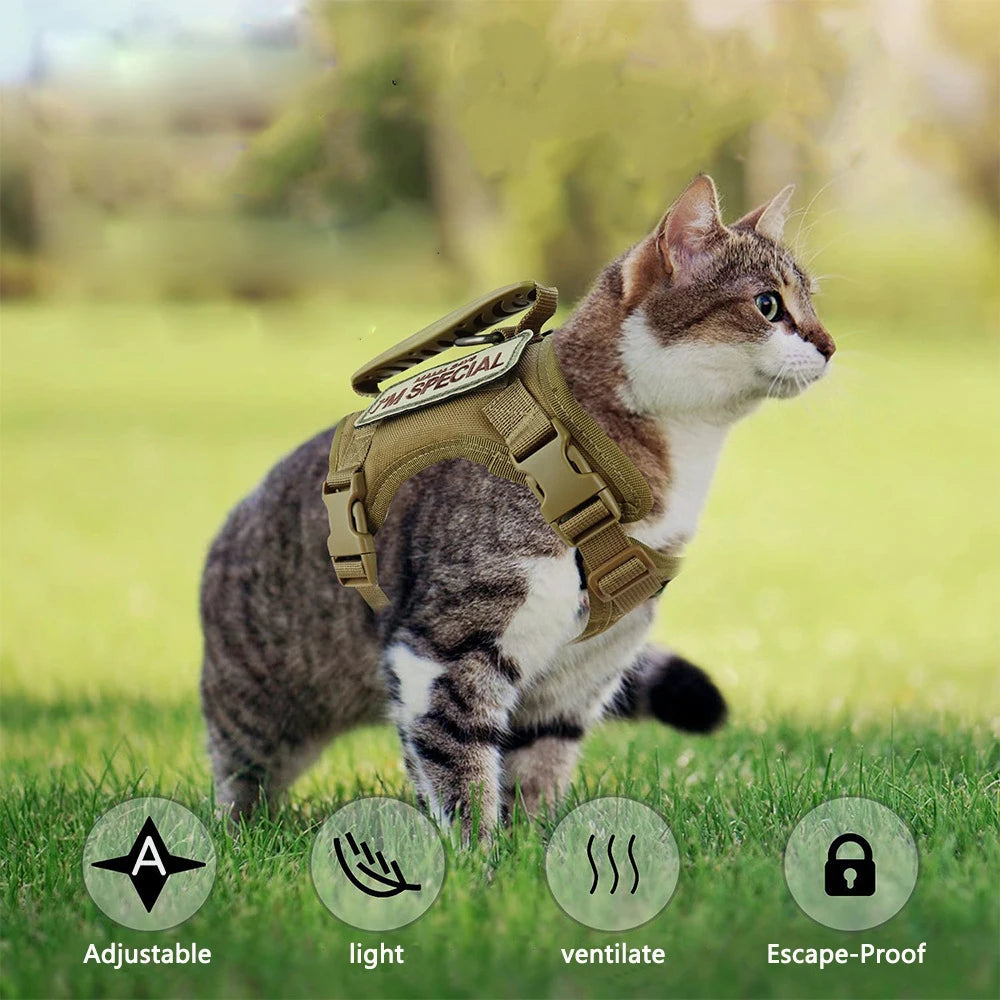 600D Cat Tactical Vest Pet Chest Strap Vest Type Puppy Cat Training Clothing Small Dog Vest