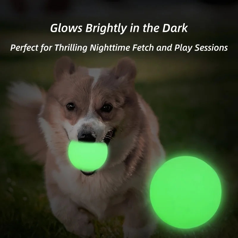 Glow-in-the-Dark Rubber Dog Ball - Durable, Bite-Resistant Chew Toy for All Breeds Interactive Play & Dental Health, Medium Size