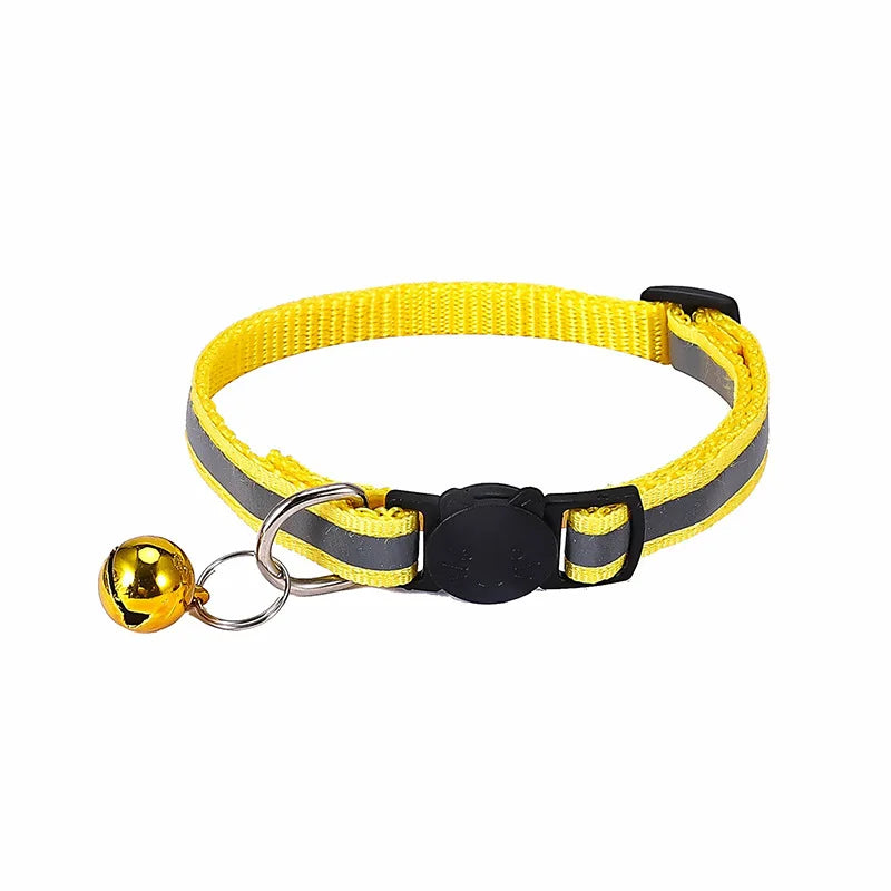 Adjustable Reflective Breakaway Cat Collar with Bell Safety Elastic Neck Ring Necklace Pet Products in Multiple Colors