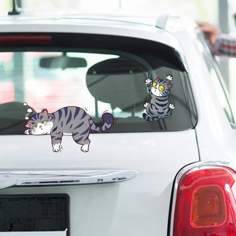 1 set Funny Car Sticker Cat Climbing Pet Animal Styling Stickers Car Scratch Cover Decoration Creative Bumper Decals Accessories
