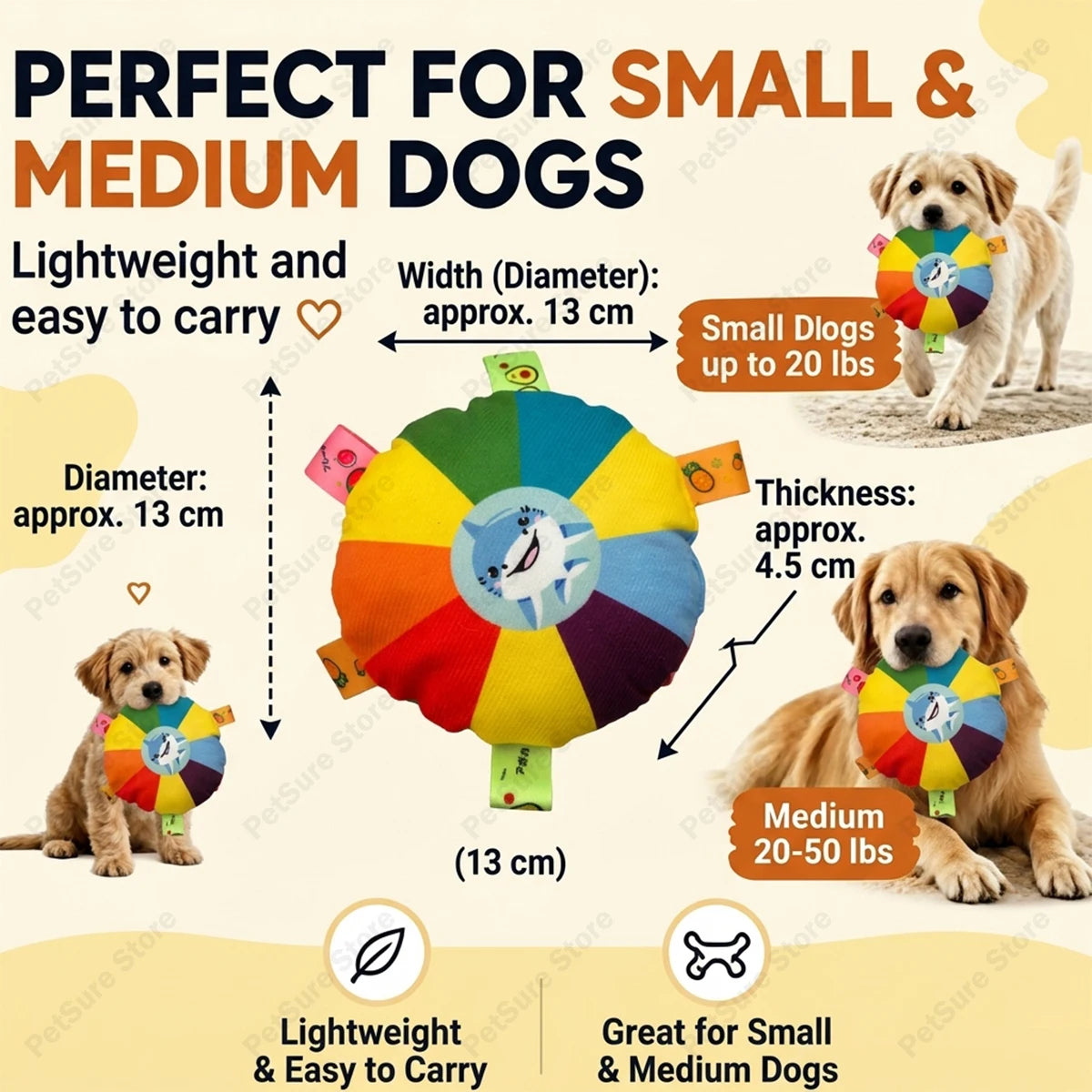  Dog Sounding Plush Toy Bell Cartoon Flying Toy Small Dog Teeth Grinding Toy Wear Resistant Bite Puppy Pet Product