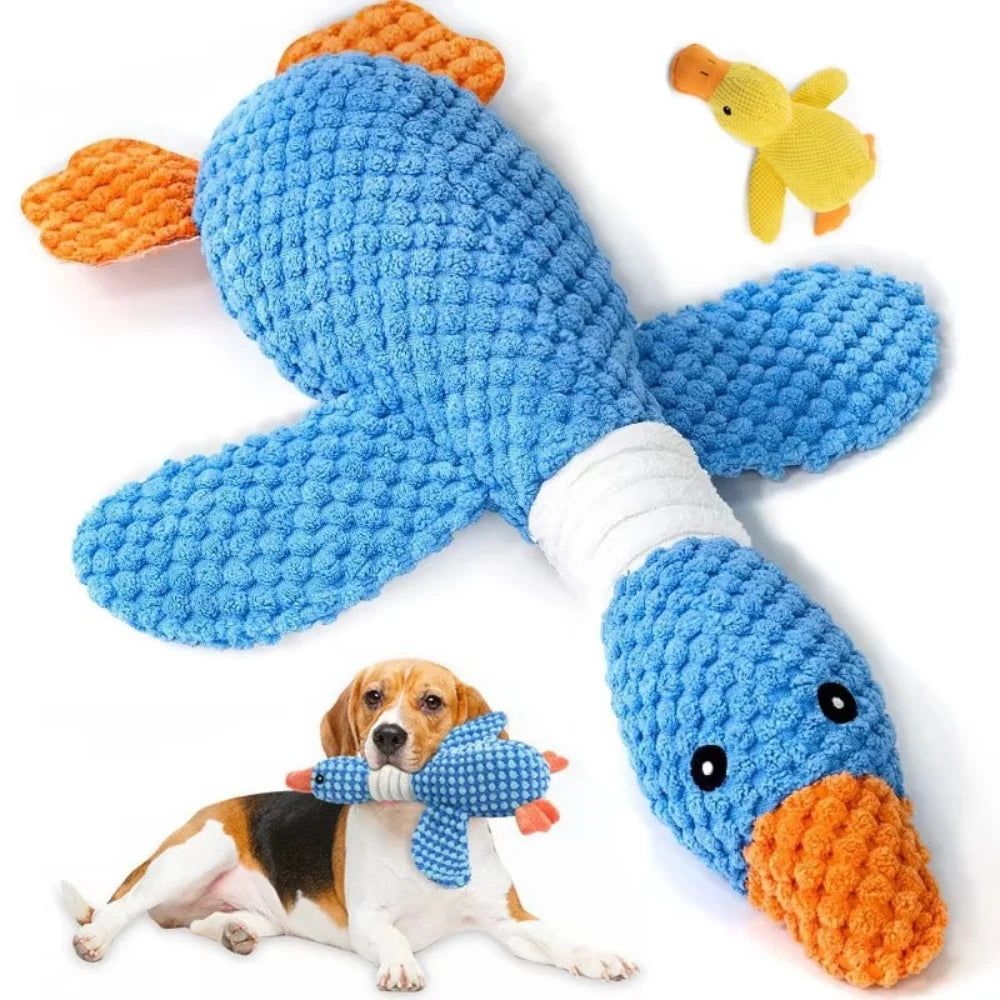 Cat Dog Chew Squeak Toy Plush Doll Companion Duck & Goose for Aggressive Chewers Interactive Pet Products