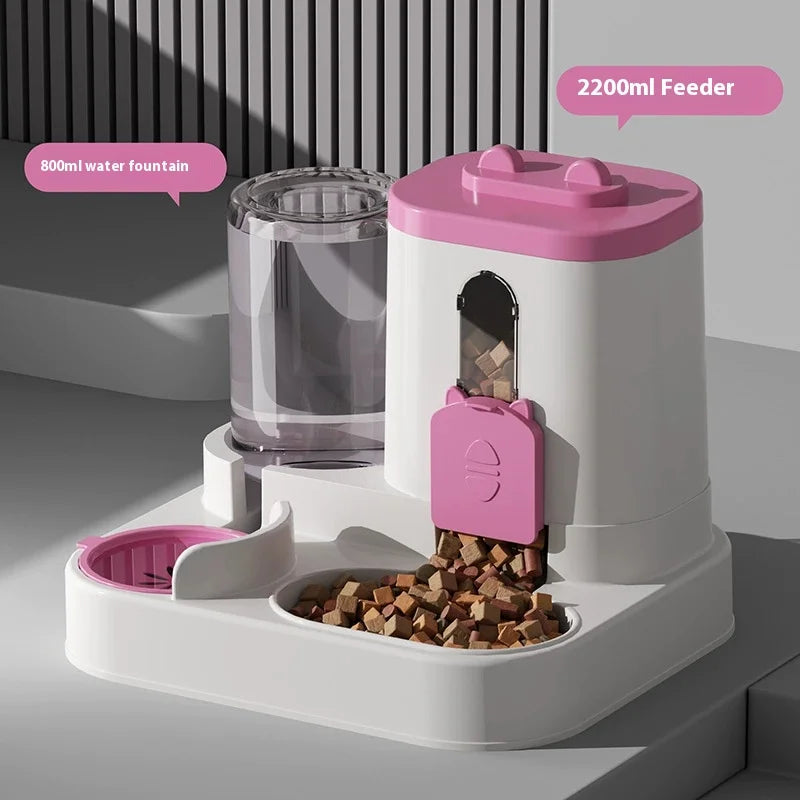 Automatic Dog Cat Feeder and Water Dispenser Gravity Food Feeder and Waterer Set with Pet Food Bowl Universal Pet Products