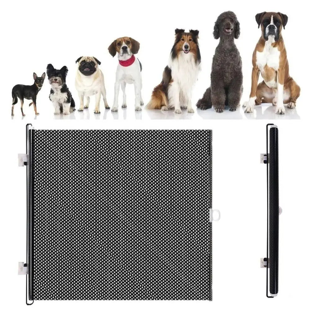Retractable Pet Fence Barrier Folding with Universal Hooks Pet Safety Gate Easy Installation Baby Safe Guard Door Folding