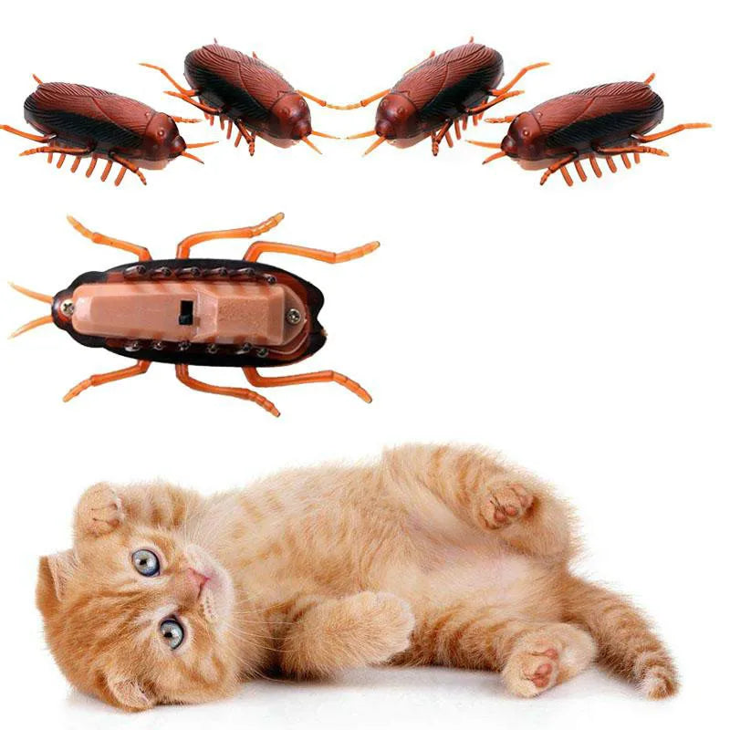 1-10Pcs Funny Electronic Pet Interactive Play Toy For Cats Eletric Running Cockroach Pet Dog Cat Interactive Toy Battery Powered