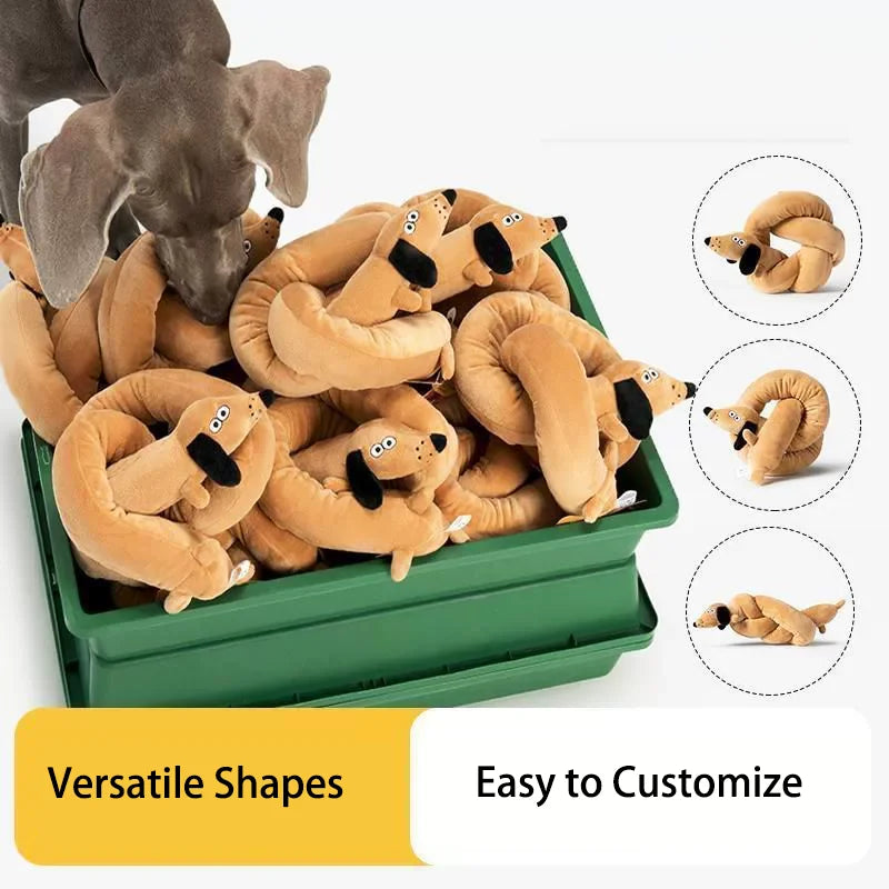 Squeaky Long Dachshund Plush Toy Chew-resistant Imitation Plush Sausage Puppy Toy Tug Toy For Pet Interactive Play Great Gift