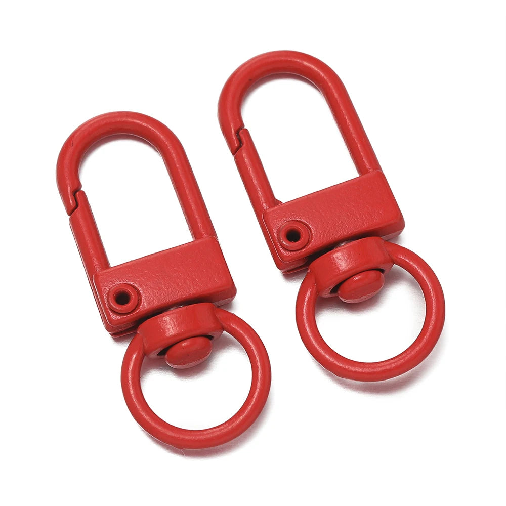 10pcs/Lot Colorful Snap Lobster Clasp Hooks For DIY Colorful Trinkets Making Rotating Pet Keychain Bag Keyring Accessories