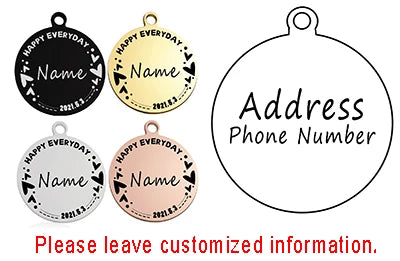 Personalized Pet Cat Dog ID Tag Collar Accessories Circle Custom Engraved Necklace Chain Charm Supplies For Dog Tag Name Product