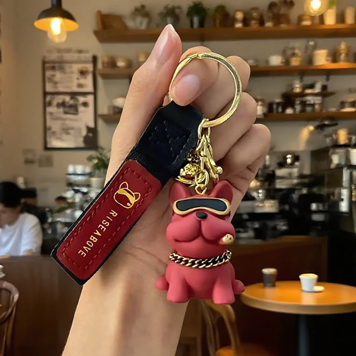 Cool And Trendy Bulldog Keychains Cute Resin Dog Pendants,Car Key Chains Couple Pendants Small Gifts